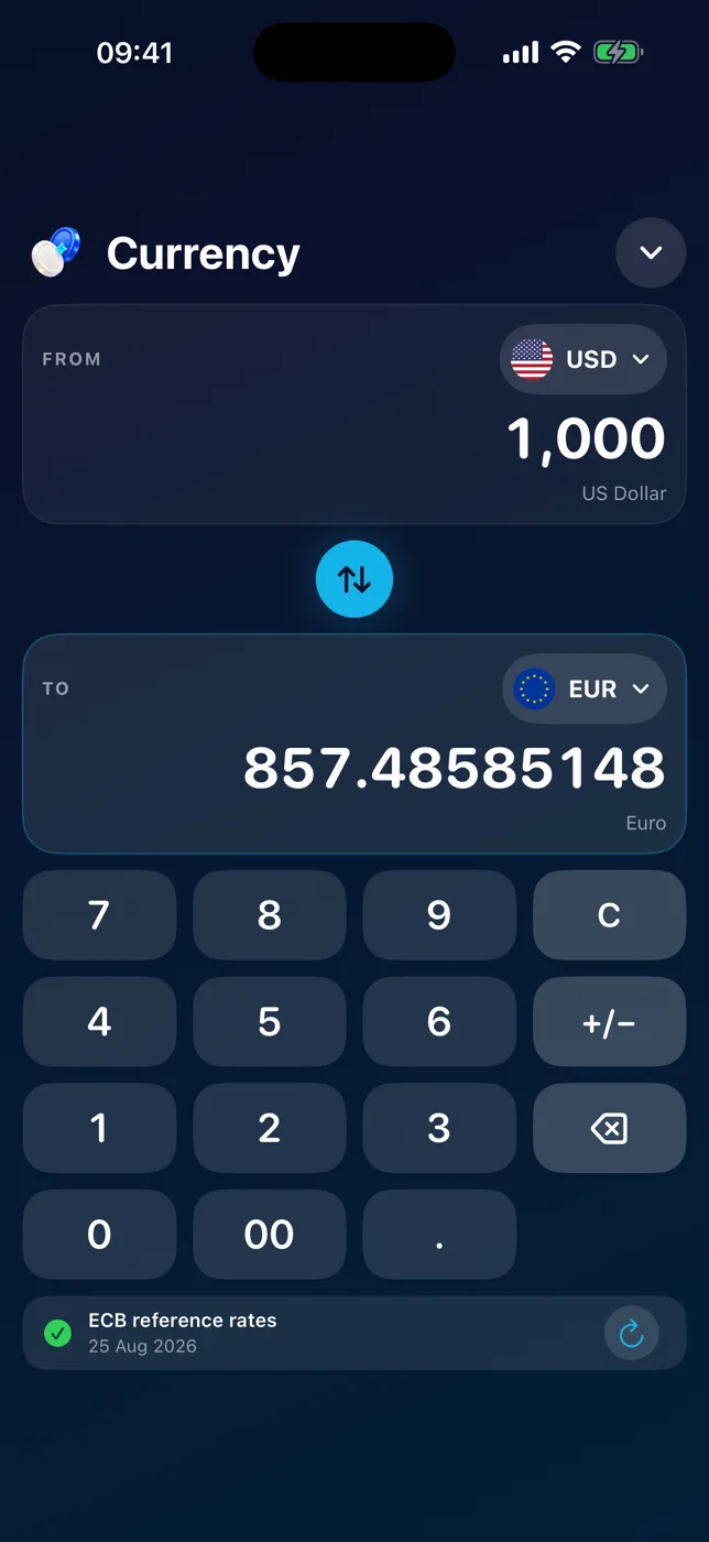 Converting currencies in Convertizo