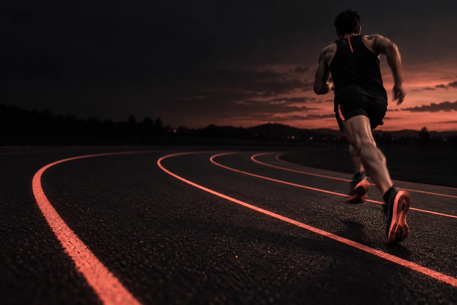 A running track at dusk