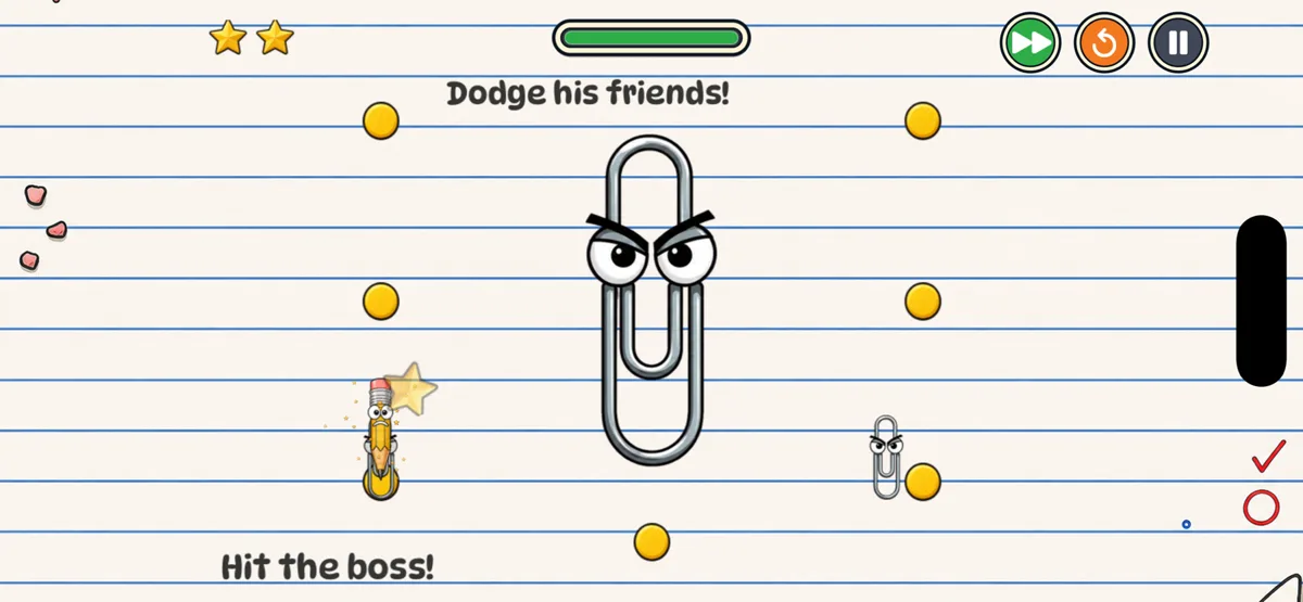 HB facing the lined-paper chapter boss