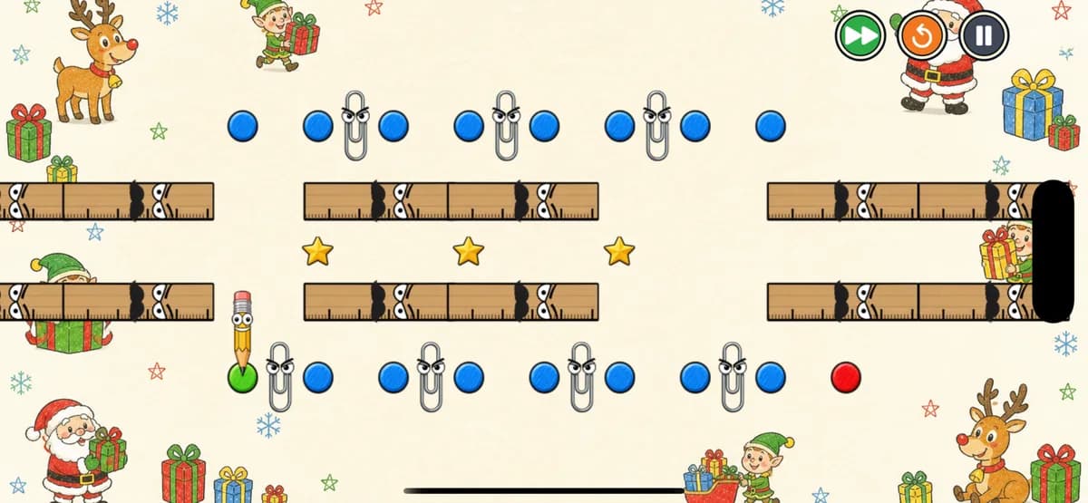 A wrapping-paper puzzle filled with hazards