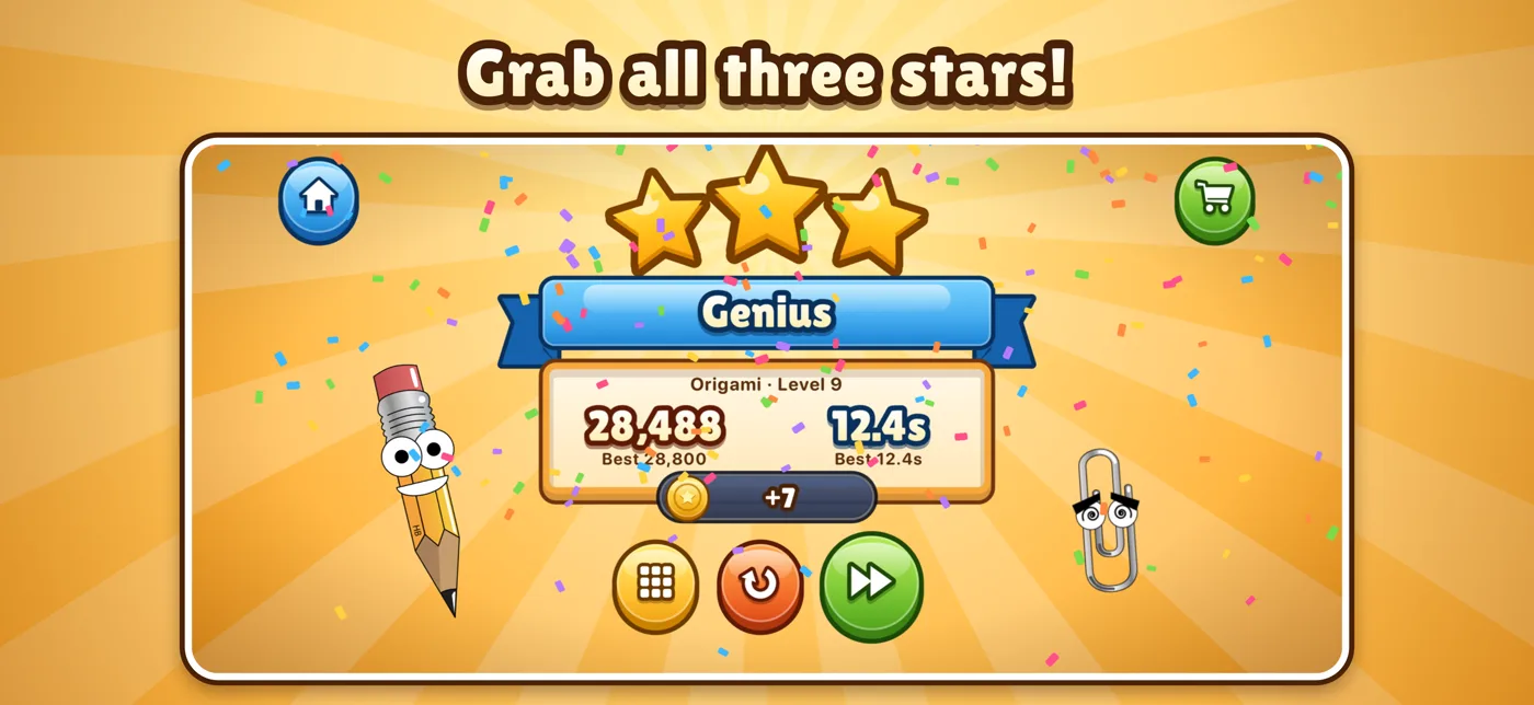 Three stars on the results screen